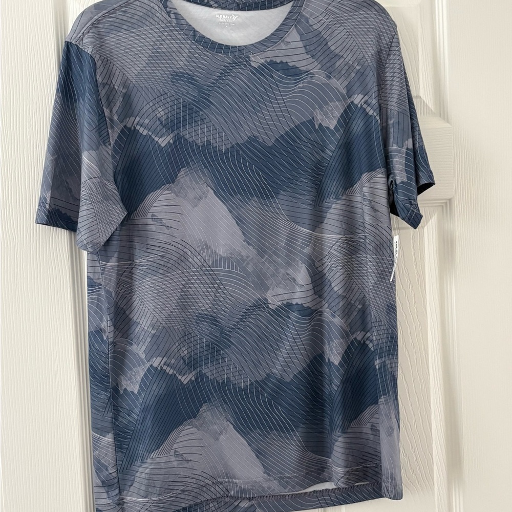 Old Navy Blue and Gray Patterned Workout Tee